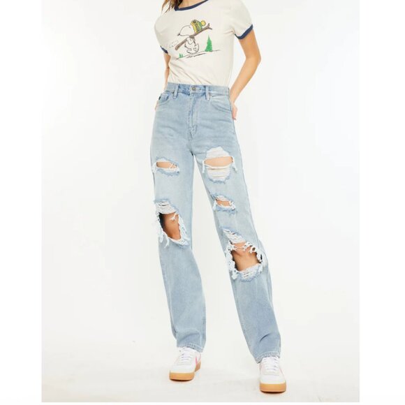 Kancan Kyla Ultra High Rise Light Wash Distressed 90's Baggy Jeans EUC 25 / 3 - Picture 9 of 10